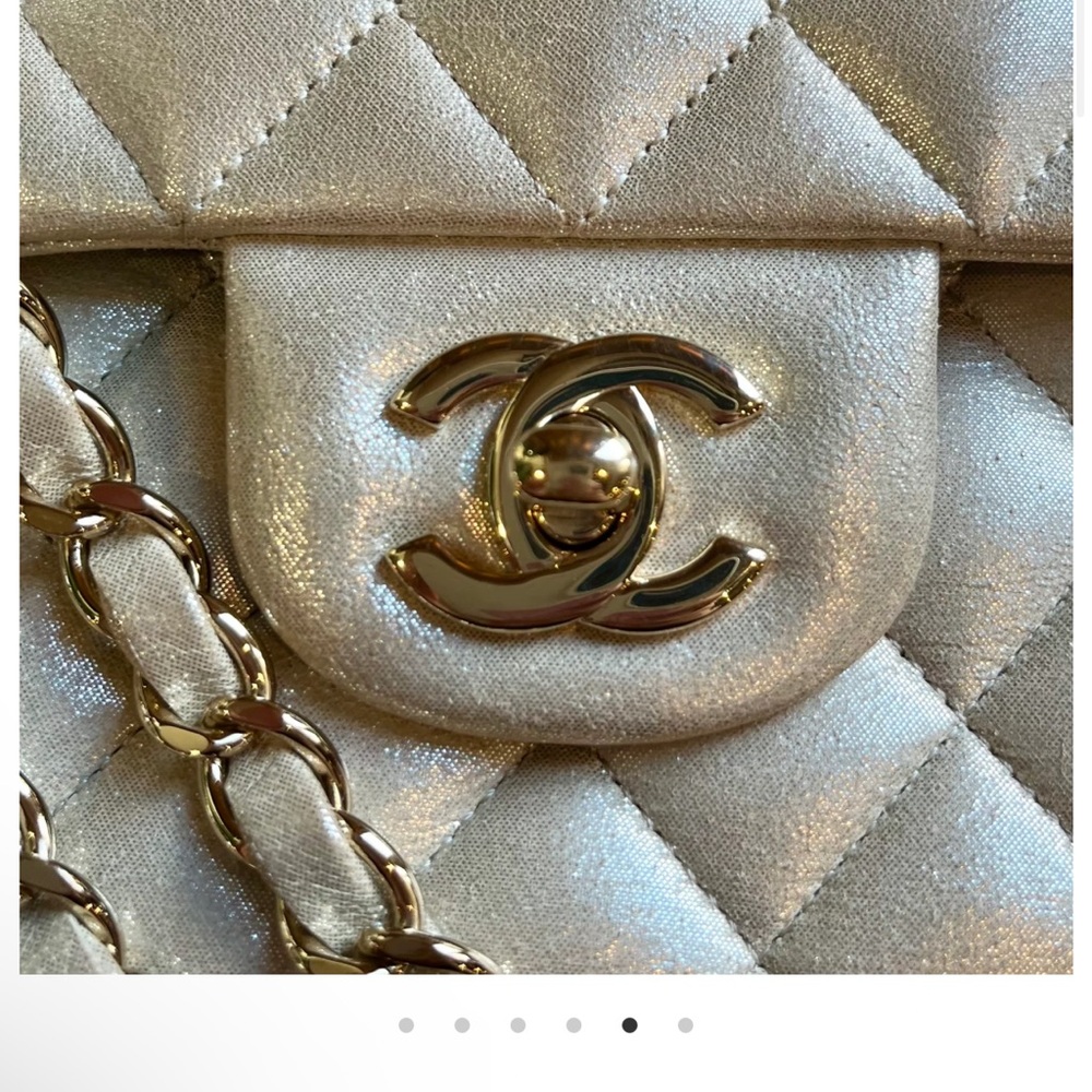 Chanel iridescent Champagne medium double flap bag - Picture 11 of 16